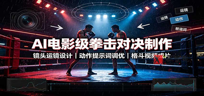 AI电影级拳击对决制作:镜头运镜设计,动作提示词调优,格斗视频成片-新发现资源网