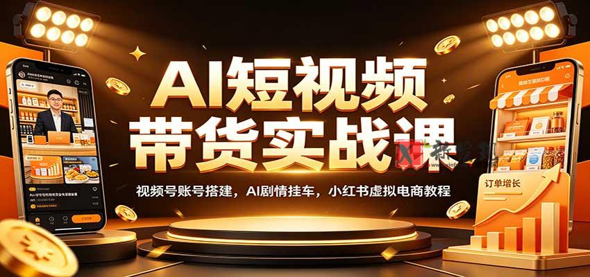 AI短视频带货实战课:视频号账号搭建,AI剧情挂车,小红书虚拟电商教程-新发现资源网