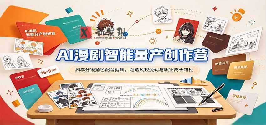 AI漫剧智能量产创作营：剧本分镜角色配音剪辑，吃透风控变现与职业成长路径-新发现资源网