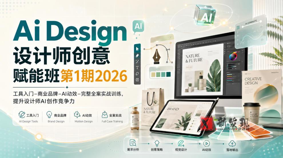 Ai Design设计师创意赋能班第1期2026｜工具入门‑商业品牌‑AI动效‑完整全案实战训练，提升设计师AI创作竞争力-新发现资源网