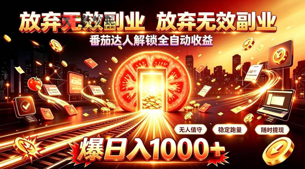 放弃无效副业,番茄达人解锁全自动收益,日入1k+,门槛最低的线上轻资产项目-新发现资源网