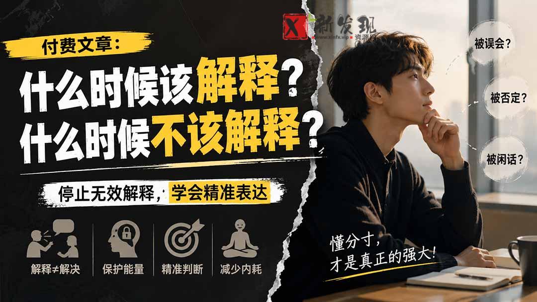 （20223期）付费文章：什么时候该解释？什么时候不该解释？-新发现资源网