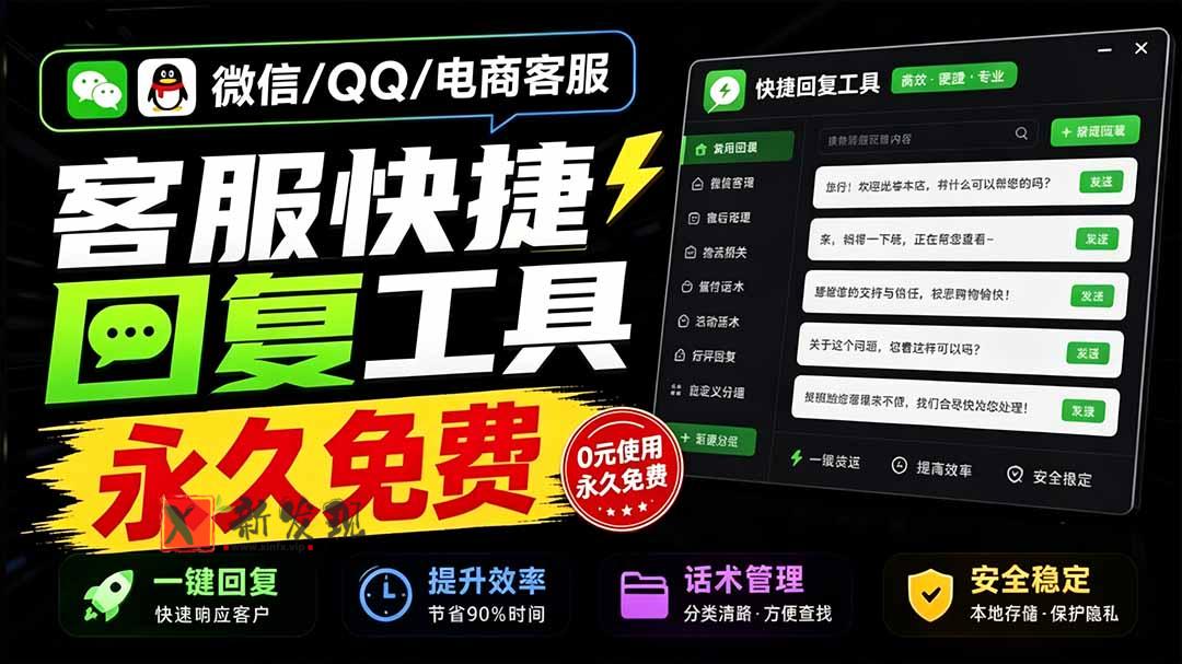 (20420期)微信/QQ/电商客服快捷回复工具,支持多平台话术库与一键发送,永久免费,使用简单!易歪歪-新发现资源网