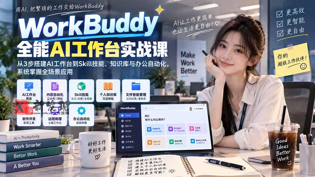 （20403期）WorkBuddy全能AI工作台实战课：从3步搭建AI工作台到Skill技能、知识库与办公自动化，系统掌握全场景应用-新发现资源网