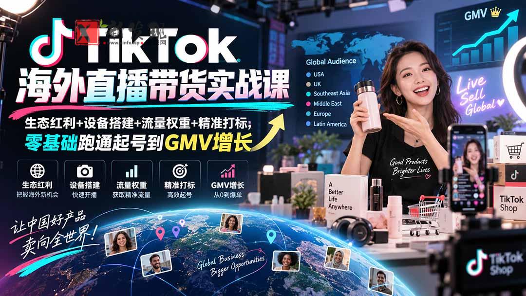 (20465期)TikTok海外直播带货实战课|生态红利+设备搭建+流量权重+精准打标,零基础跑通起号到GMV增长-新发现资源网