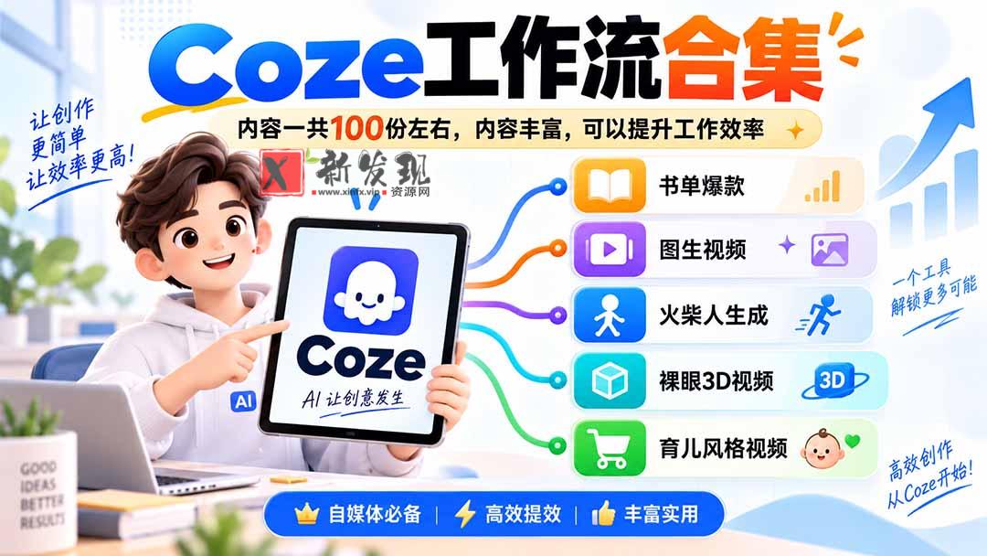 （20440期）Coze工作流合集，内容一共100份左右，内容丰富，可以提供工作效率-新发现资源网