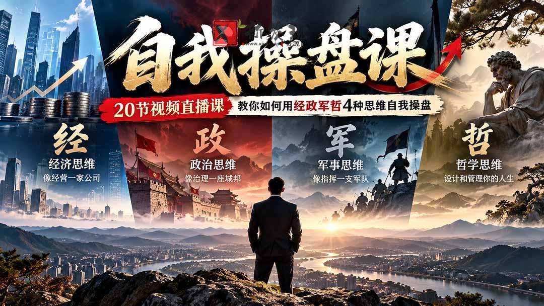 （20626期）【无水印】自我操盘课，20节视频直播课教你如何用经政军哲4种思维自我操盘（更新0924）-新发现资源网