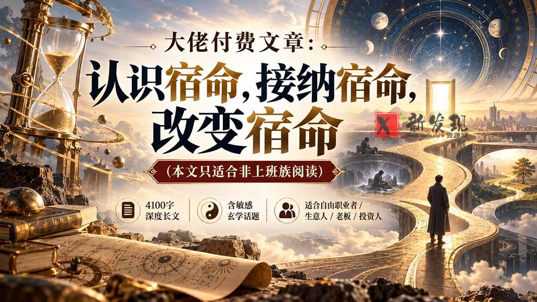 【无水印】大佬付费文章：认识宿命，接纳宿命，改变宿命（本文只适合非上班族阅读）-新发现资源网