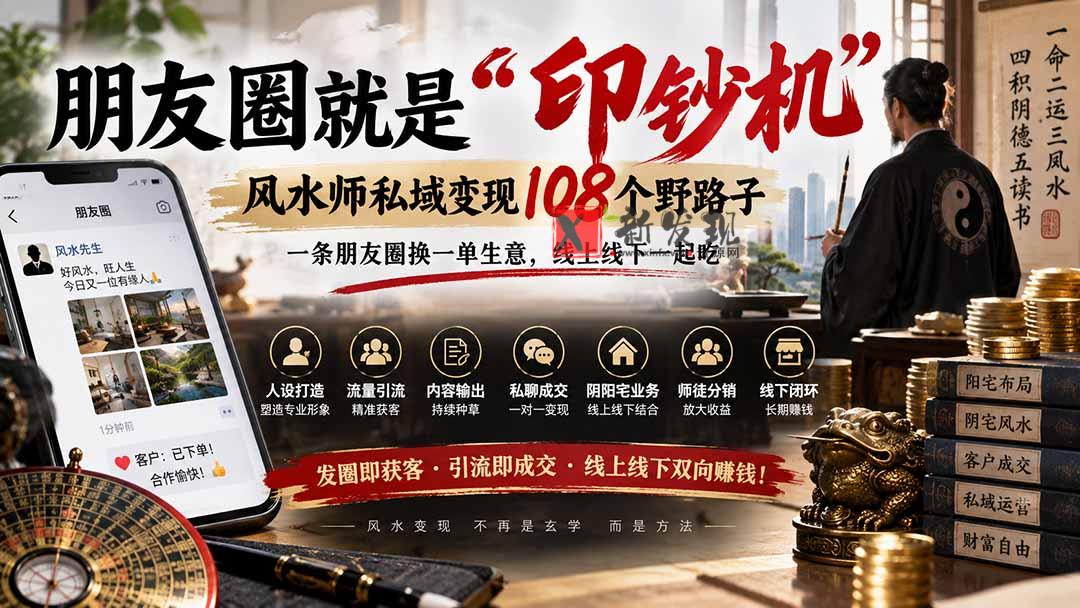 (20464期)朋友圈就是“印钞机”,风水师私域变现108个野路子,一条朋友圈换一单生意,线上线下一起吃【文档】-新发现资源网