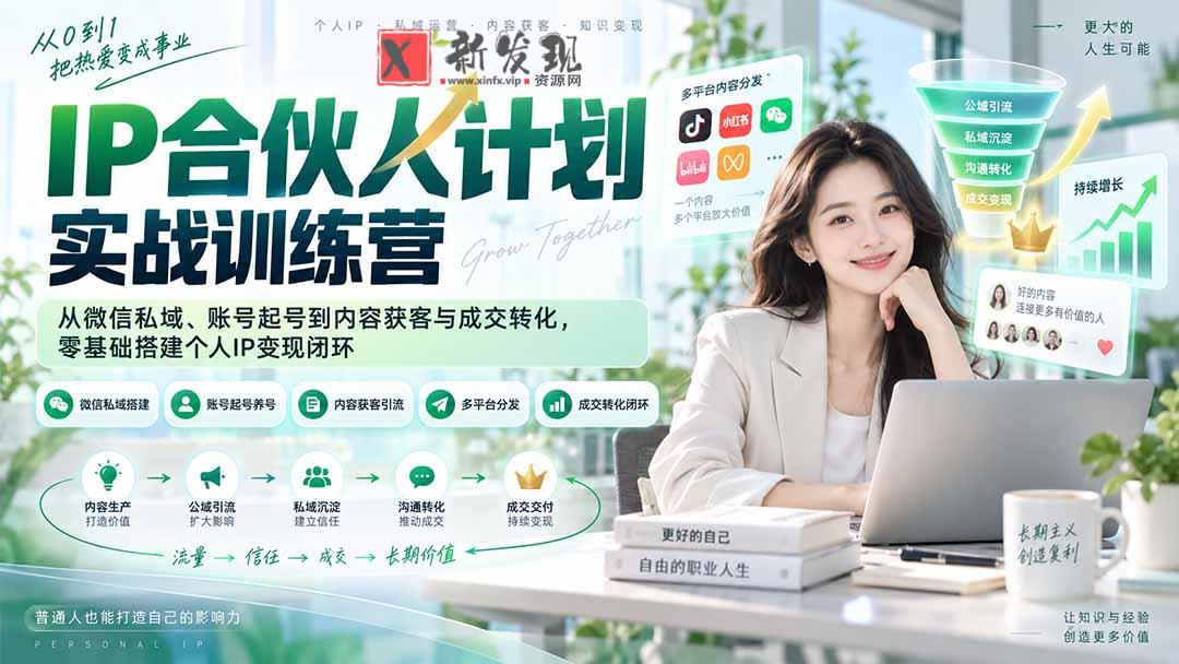 （20321期）IP合伙人计划实战训练营-更新：从微信私域、账号起号到内容获客与成交转化，零基础搭建个人IP变现闭环-新发现资源网