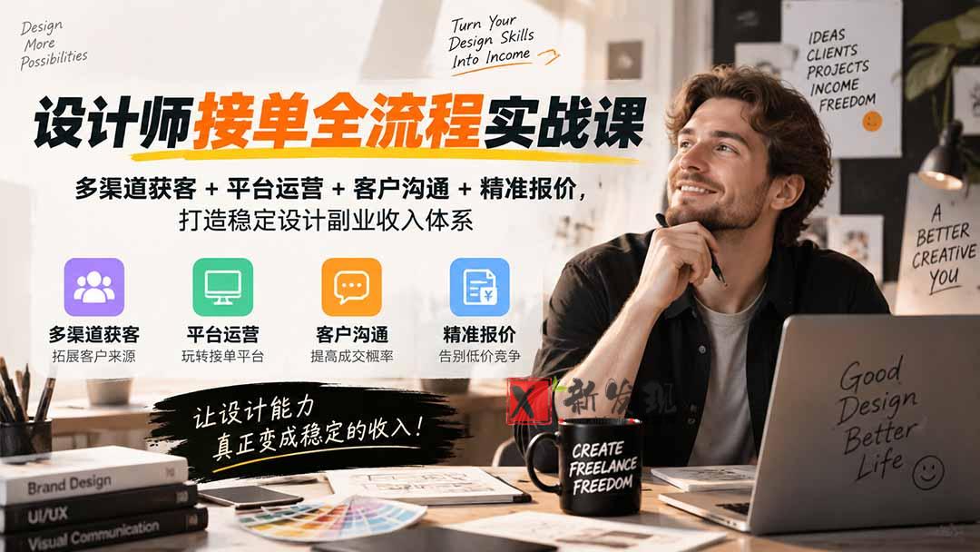 （20563期）设计师接单全流程实战课-无水印｜多渠道获客+平台运营+客户沟通+精准报价，打造稳定设计副业收入体系-新发现资源网