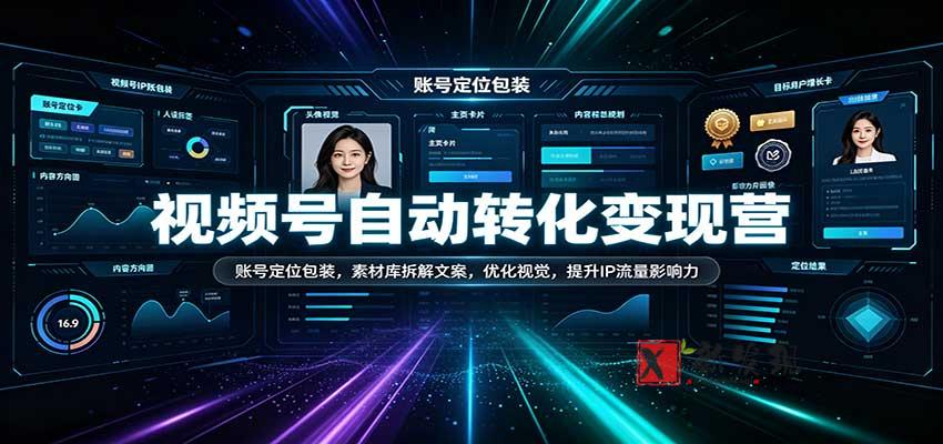 视频号自动转化变现营:账号定位包装,素材库拆解文案,优化视觉,提升IP流量影响力-新发现资源网