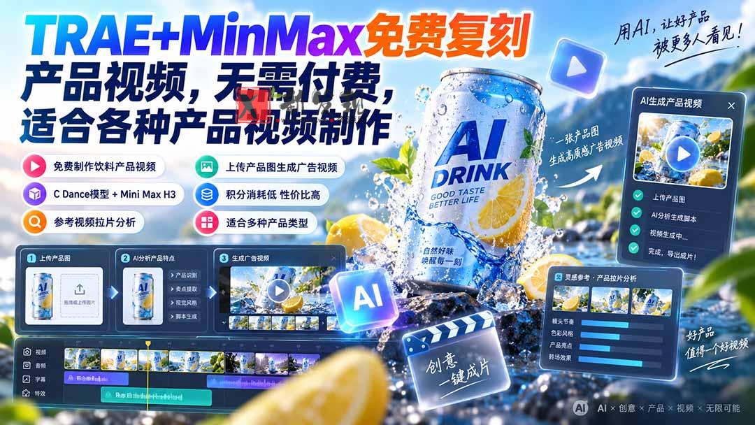 （20362期）TRAE+MinMax免费复刻产品视频，无需付费，适合各种产品视频制作-新发现资源网