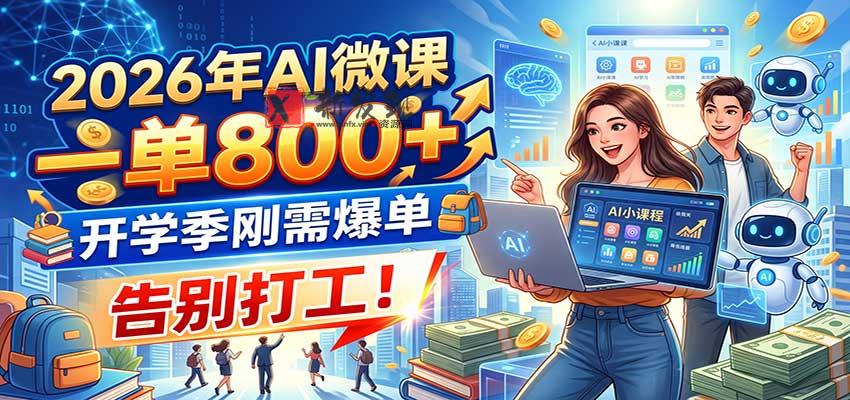 2026年AI微课，一单800+，开学季刚需爆单，告别打工！-新发现资源网