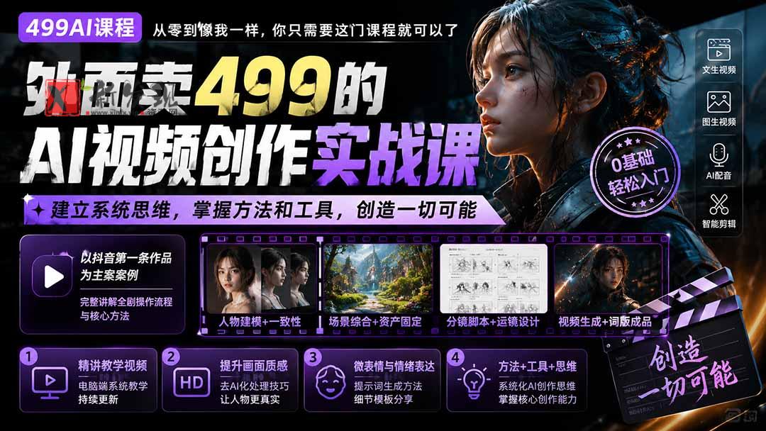 （20307期）外面卖499的AI视频创作实战课：建立系统思维，掌握方法和工具，创造一切可能。-新发现资源网