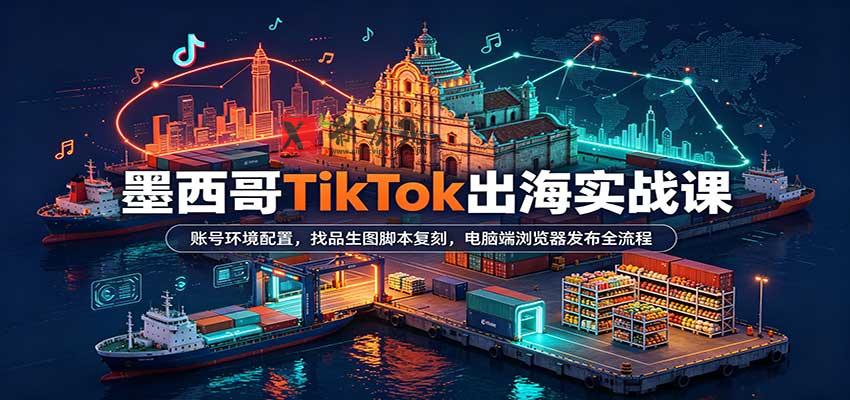 墨西哥TikTok出海实战课：账号环境配置，找品生图脚本复刻，电脑端浏览器发布全流程-新发现资源网