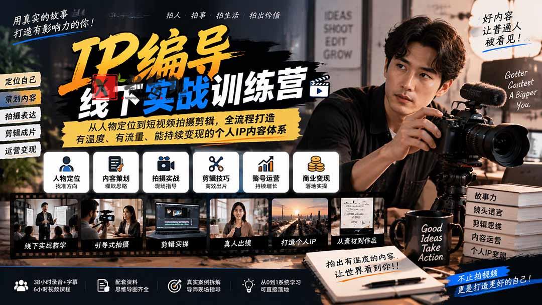 （20610期）IP编导线下实战训练营-更新：从人物定位到短视频拍摄剪辑，全流程打造有温度、有流量、能持续变现的个人IP内容体系-新发现资源网