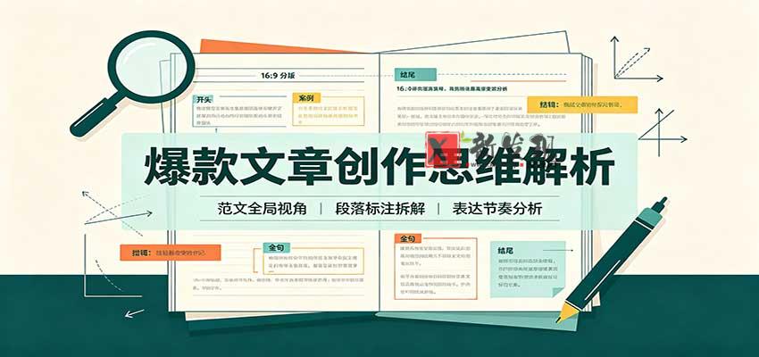 爆款文章创作思维解析：全局视角拆解范文，梳理行文逻辑，搭配真实拆文实操案例-新发现资源网