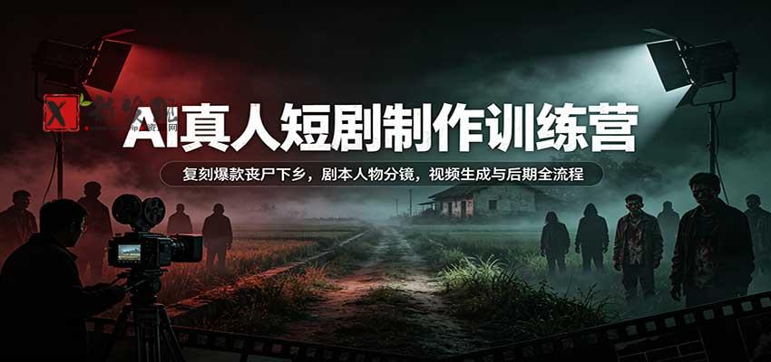 AI真人短剧制作训练营:复刻爆款丧尸下乡,剧本人物分镜,视频生成与后期全流程-新发现资源网