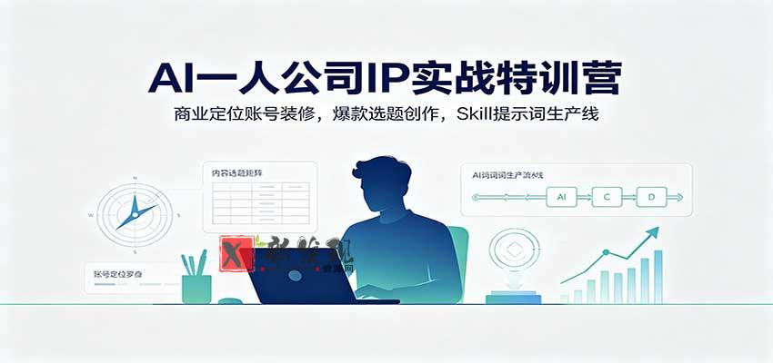 AI一人公司IP实战特训营：商业定位账号装修，爆款选题创作，Skill提示词生产线-新发现资源网