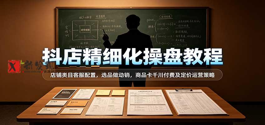 抖店精细化操盘教程：店铺类目客服配置，选品做动销，商品卡千川付费及定价运营策略-新发现资源网