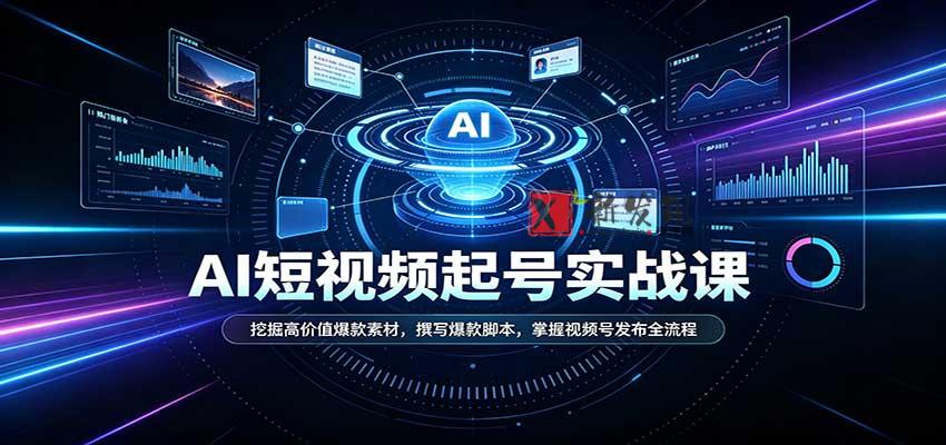 短视频AI起号实战课:挖掘高价值爆款素材,撰写爆款脚本,掌握视频号发布全流程-新发现资源网
