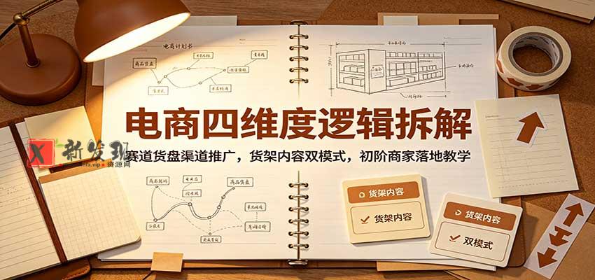 电商四维度逻辑拆解：赛道货盘渠道推广，货架内容双模式，初阶商家落地教学-新发现资源网