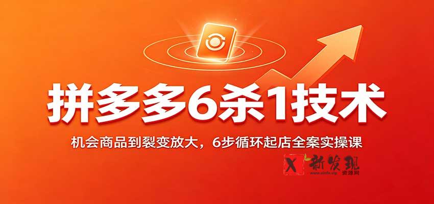 拼多多6杀1技术:机会商品到裂变放大,6步循环起店全案实操课-新发现资源网