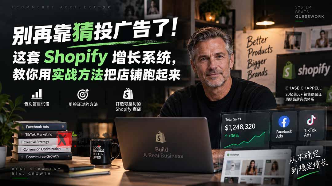 （20367期）别再靠猜投广告了！这套 Shopify 增长系统，教你用实战方法把店铺跑起来【原创双语字幕】-新发现资源网