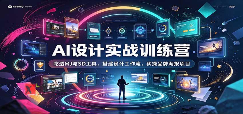 AI设计实战训练营：吃透MJ与SD工具，搭建设计工作流，实操品牌海报项目-新发现资源网