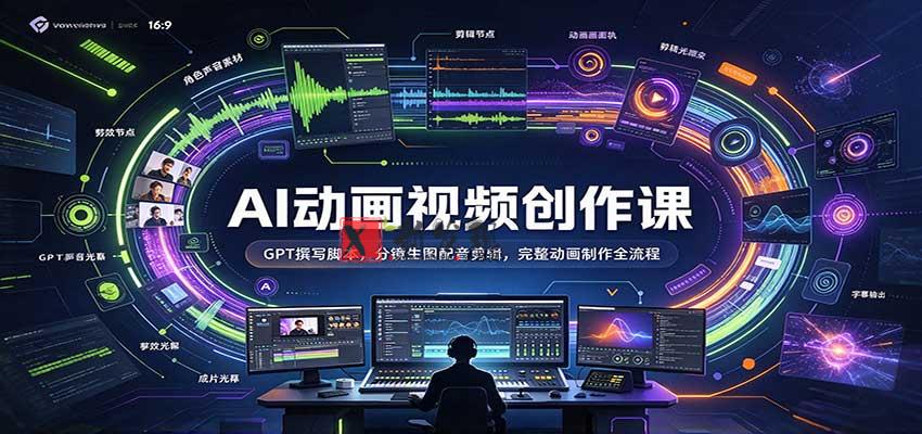 AI动画视频创作课：GPT撰写脚本，分镜生图配音剪辑，完整动画制作全流程-新发现资源网