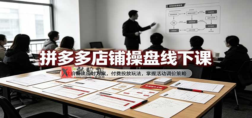 拼多多店铺操盘线下课：比价断流应对方案，付费投放玩法，掌握活动调价策略-新发现资源网