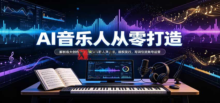 AI音乐人从零打造：解析各大创作平台，实操写歌人声合成，版权发行，写词引流账号运营-新发现资源网
