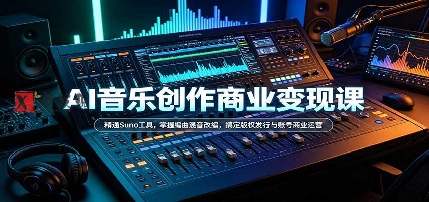AI音乐创作商业变现课：精通Suno工具，掌握编曲混音改编，搞定版权发行与账号商业运营-新发现资源网