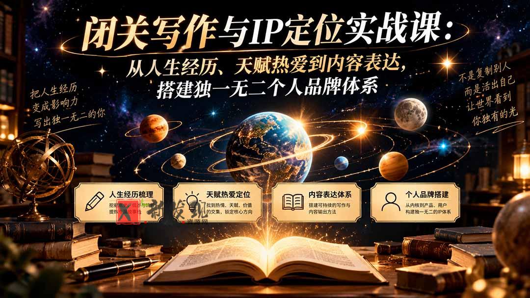 （20634期）闭关写作与IP定位实战课：从人生经历、天赋热爱到内容表达，搭建独一无二个人品牌体系-新发现资源网