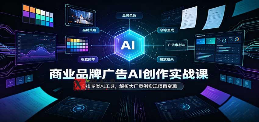 商业品牌广告AI创作实战课:实操多类AI工具,解析大厂案例实现项目变现-新发现资源网