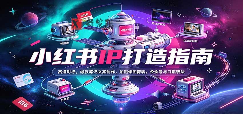 小红书IP打造指南：赛道对标，爆款笔记文案创作，拍摄修图剪辑，公众号与口播玩法-新发现资源网