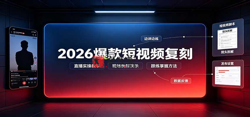 2026爆款短视频复刻：直播实操教学，配套文字文档掌握全流程-新发现资源网