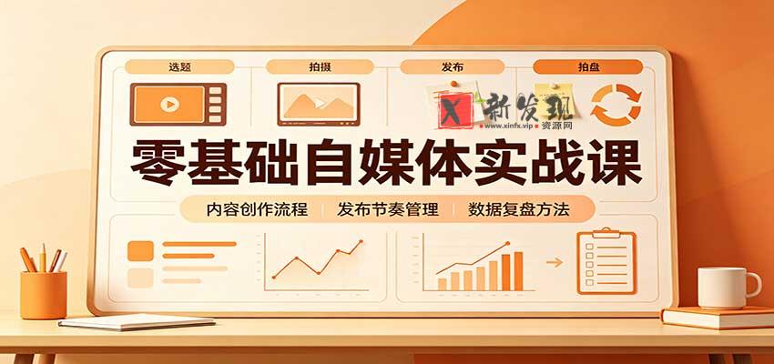 零基础自媒体实战课：赛道人设冷启动，内容创作复盘，公私域商业闭环-新发现资源网