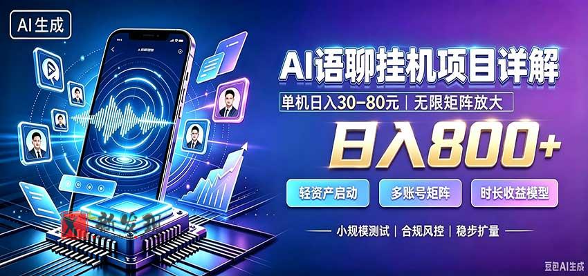 AI语聊挂机，日入800+，适用个人副业，工作室矩阵操作-新发现资源网
