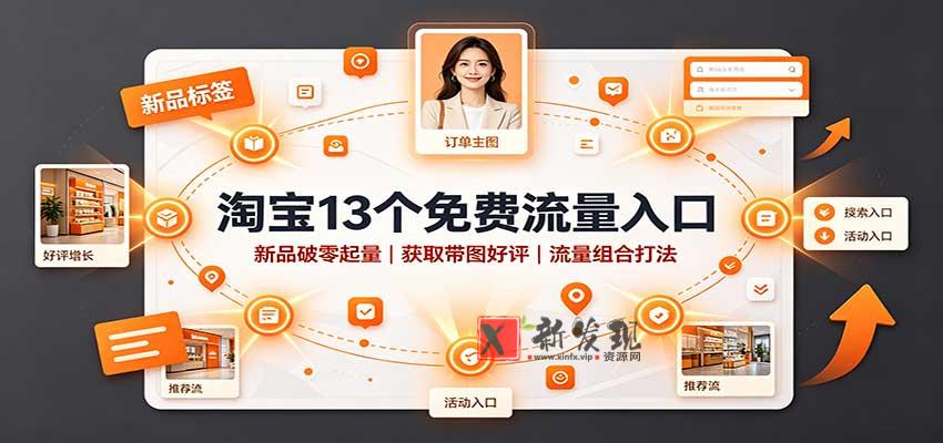 淘宝13个免费流量入口：新品破零起量，获取带图好评，流量组合打法-新发现资源网