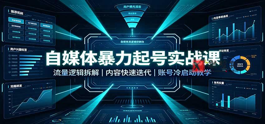 自媒体暴力起号实战课：流量逻辑拆解，内容快速迭代，账号冷启动教学-新发现资源网