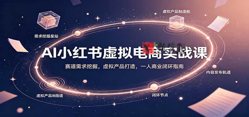 AI小红书虚拟电商实战课：赛道需求挖掘，虚拟产品打造，一人商业闭环指南-新发现资源网