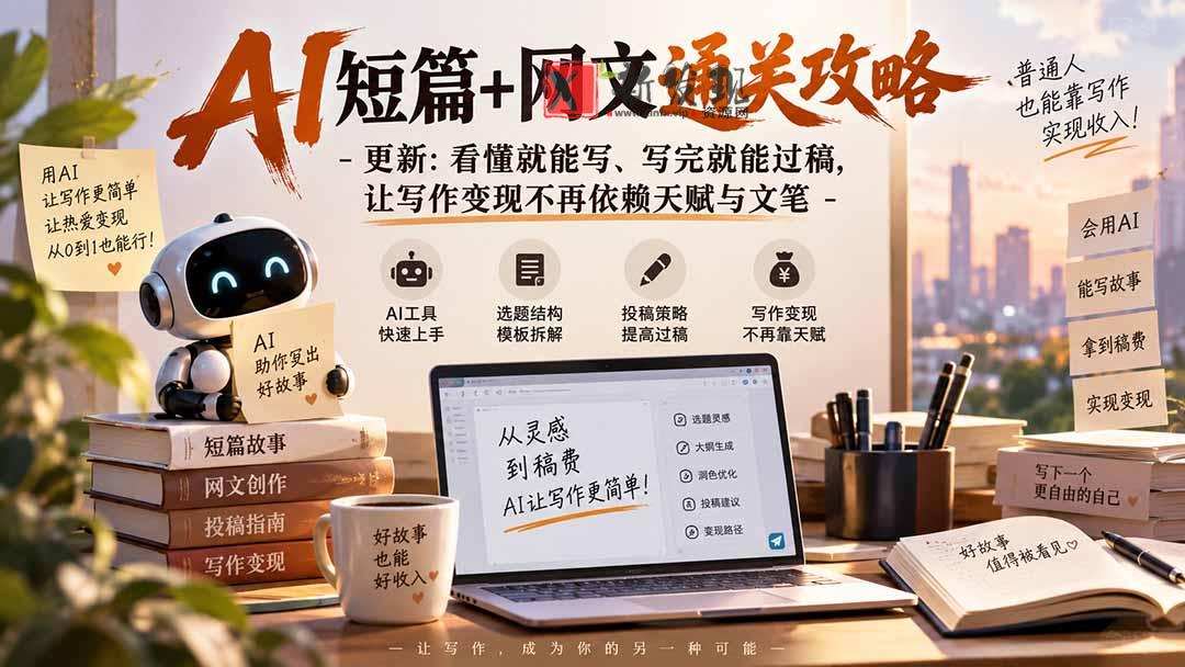 （20578期）AI短篇+网文通关攻略-更新0921：看懂就能写、写完就能过稿，让写作变现不再依赖天赋与文笔-新发现资源网