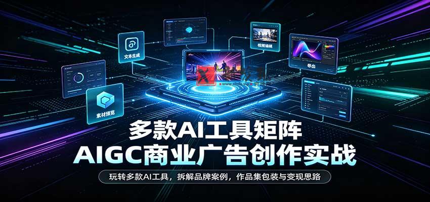AIGC商业广告创作实战:玩转多款AI工具,拆解品牌案例,作品集包装与变现思路-新发现资源网