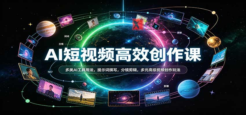 AI短视频高效创作课：多类AI工具用法，提示词撰写，分镜剪辑，多元高级视频创作玩法-新发现资源网