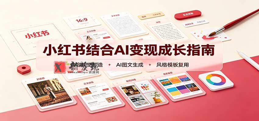 小红书结合AI变现成长指南：账号精准定位，内容视觉打造，搭建可复制流量获客体系-新发现资源网
