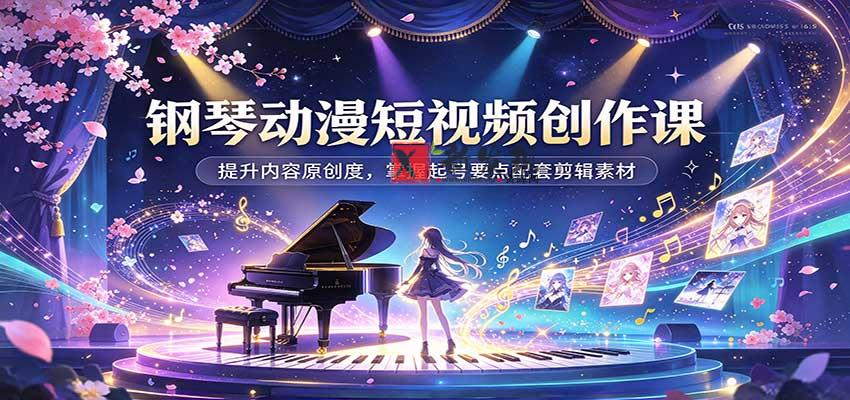 钢琴动漫短视频创作课：提升内容原创度，掌握起号要点配套剪辑素材-新发现资源网
