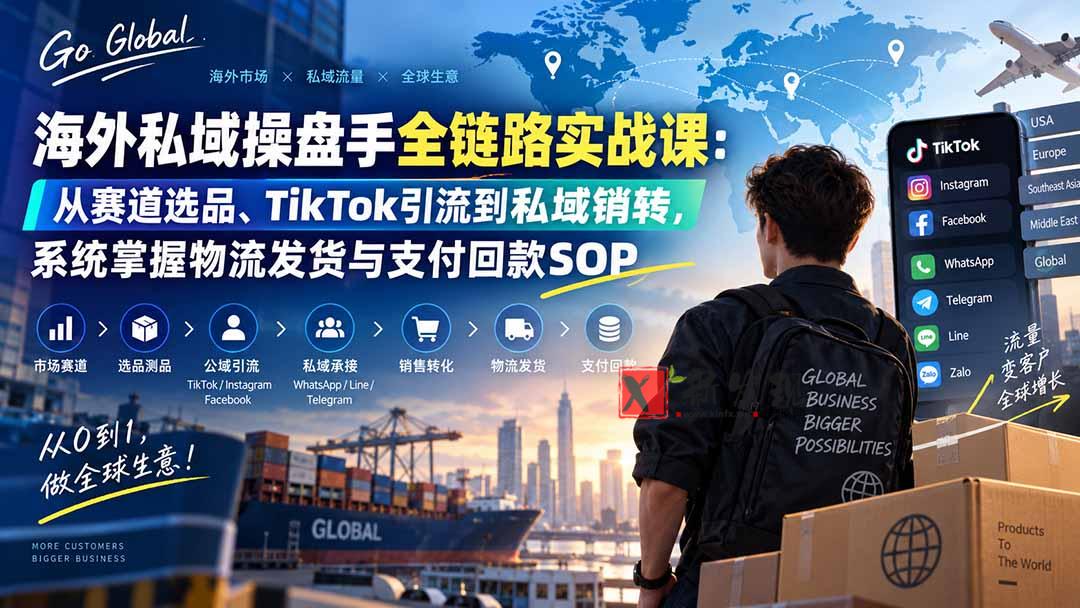 （20255期）海外私域操盘手全链路实战课：从赛道选品、TikTok引流到私域销转，系统掌握物流发货与支付回款SOP-新发现资源网