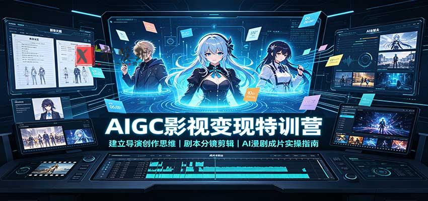 AIGC影视变现特训营：建立导演创作思维，剧本分镜剪辑，AI漫剧成片实操指南-新发现资源网